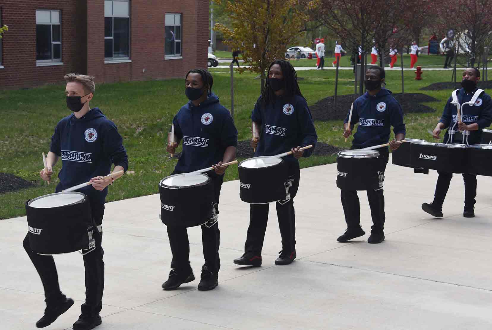 Marching band groups strut their stuff for 1st time in over a year