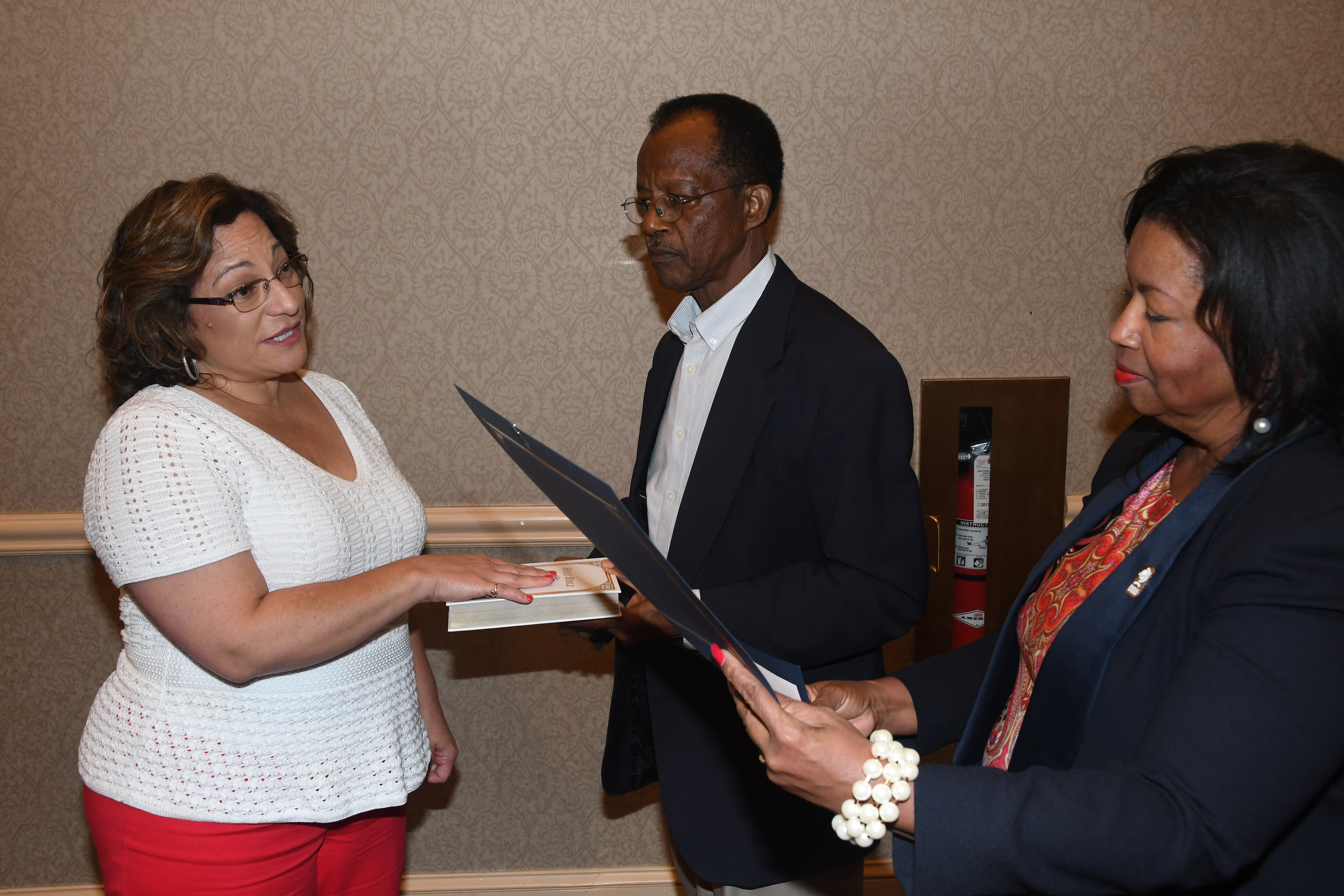 Board officers, new member sworn in